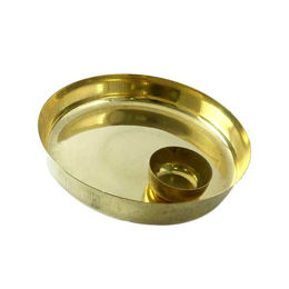 Show details for Pooja Thali And Katori Plain Metal Golden Picture of Pooja Thali And Katori Plain Metal Golden