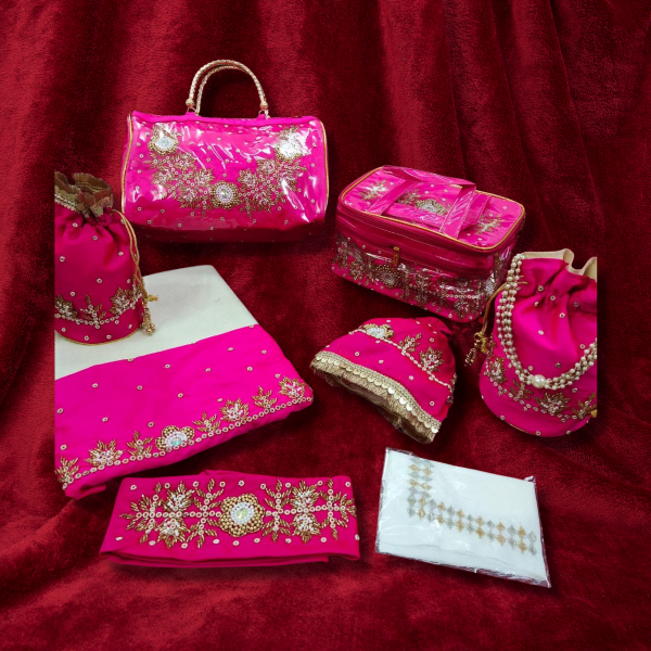 Picture of Pink Colour Zardosi Work Samayik Kit