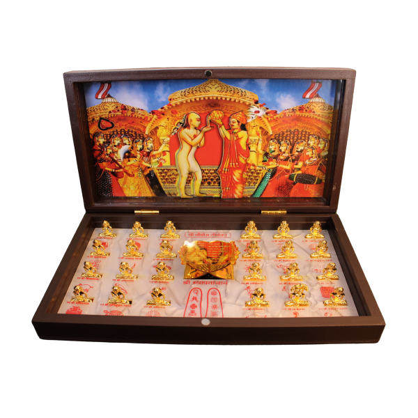 Picture of 24 Tirthankar And Varshitap Parna 3D Fiber Beautiful Brown Royal Box/Peti (Size - 8.5 x 4.5 inches)