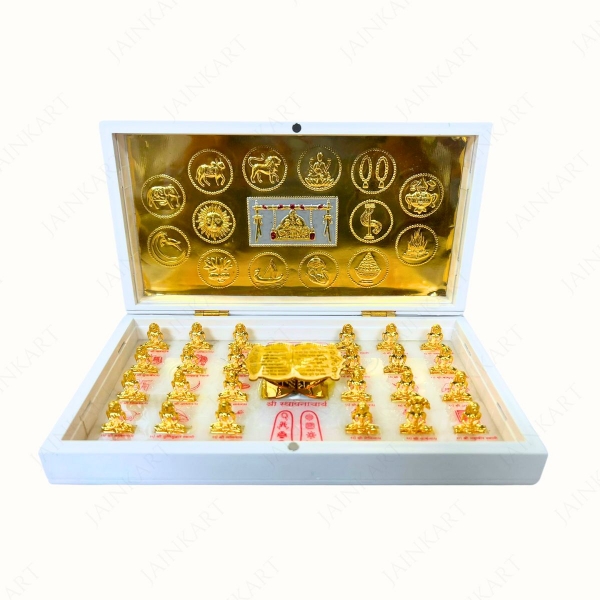 Picture of 14 Swapna with Palnaji Foil Print and 24 Tirthankar  White Royal Peti/Box