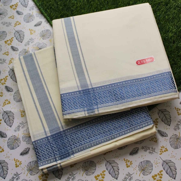 Picture of Blue Patterned Border Samayik Jod