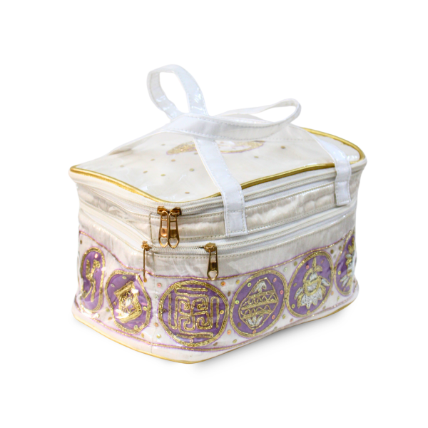 Picture of White Zardosi Handwork Ashtmangal Ashtprakari Bag