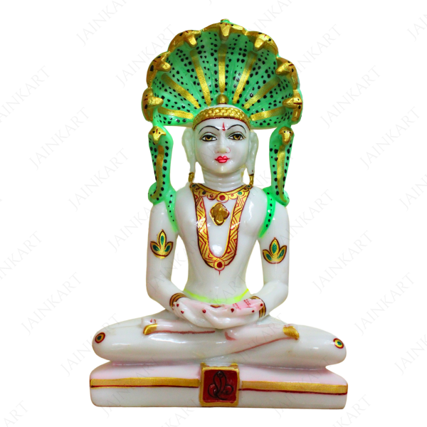 Picture of Jade-Green Parshwanath Bhagwan Idol  (Size - 11 inches)