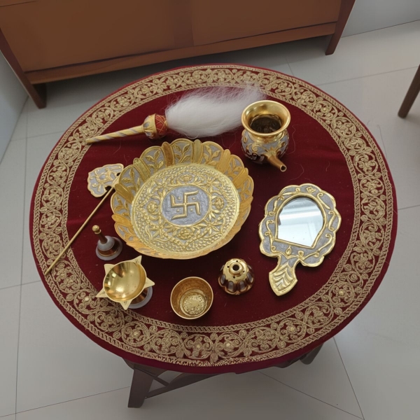 Picture of Golden Silver Polish Asthprakari Pooja Set