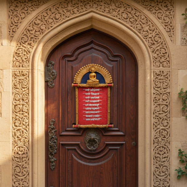 Picture of Parshvnath Bhagwan with Namaskar Mantra Scroll Depiction