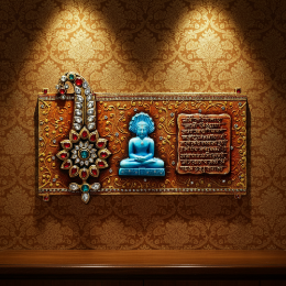Show details for Embellished Navkar Mantra Depiction with Parshwanath Bhagwan Picture of Embellished Navkar Mantra Depiction with Parshwanath Bhagwan