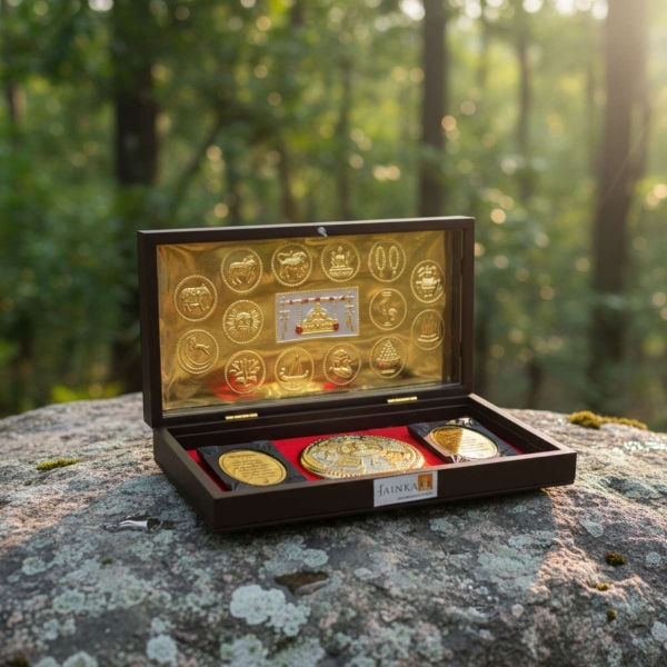 Picture of Siddhichakra And 14 Swapna Wooden Finish Brown Royal Peti/Box