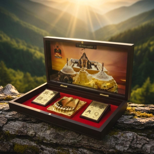 Picture of Girnar Mahatirth Wooden Finish Beautiful Brown Fiber Royal Box/Peti (Photo Print)