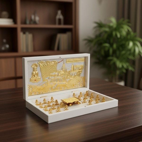 Picture of Shikharji Tirth And 24 Tirthanakar Bhagwan White Royal Box