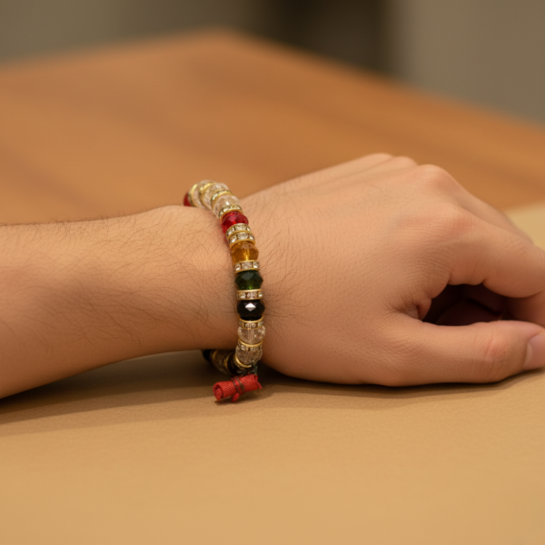 Picture of Crystal Ring Raksha Potli / Multicolor Crystal Bracelet