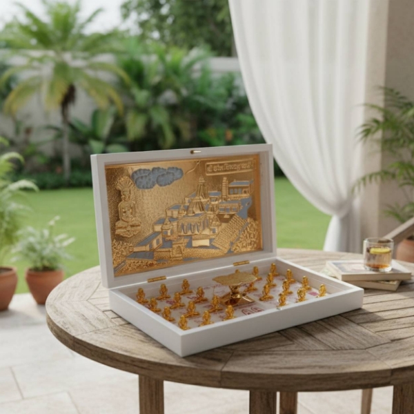 Picture of 24 Tirthankar And Sammed Shikharji Beautiful White Fiber Royal Box/Peti