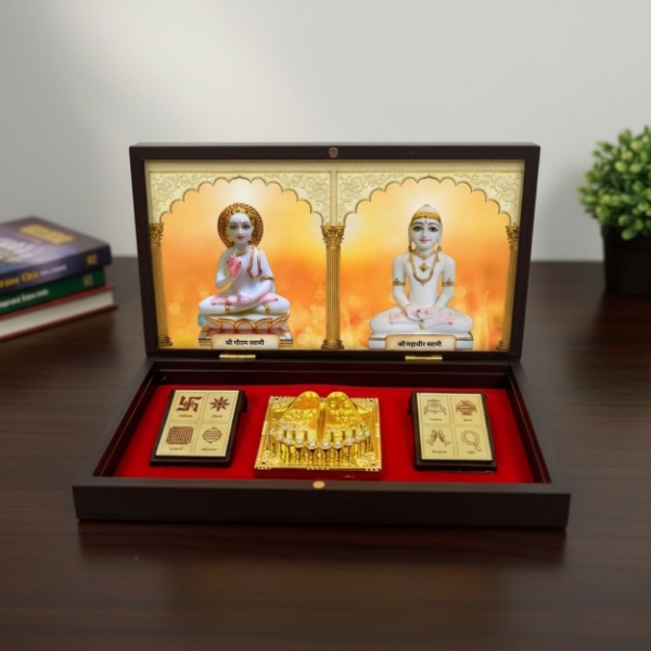 Picture of Diwali Special Gautam Swami And Mahavir Bhagwan Royal Box (Size - 8.5 x 4.5 inches)