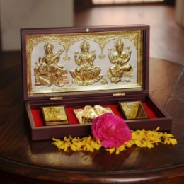 Show details for Beautiful Brown Fiber Royal Box/Peti Of Laxmi, Ganpati, Sarswati With Charan Paduka (Foil) Picture of Beautiful Brown Fiber Royal Box/Peti Of Laxmi, Ganpati, Sarswati With Charan Paduka (Foil)