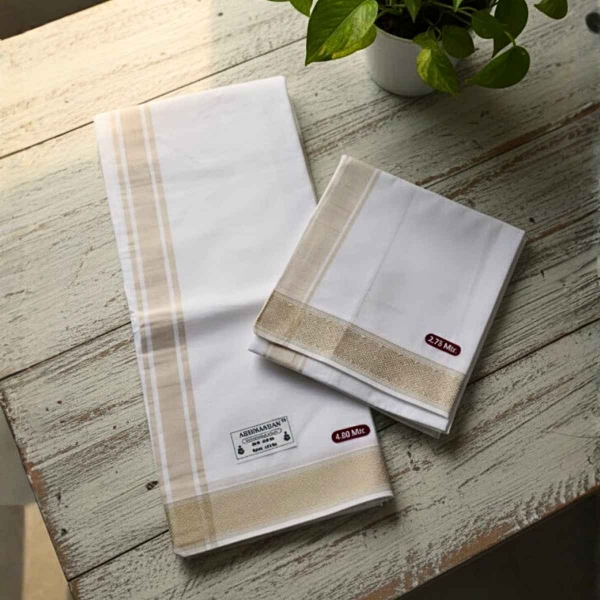Picture of Beige Gold Border Samayik Jod