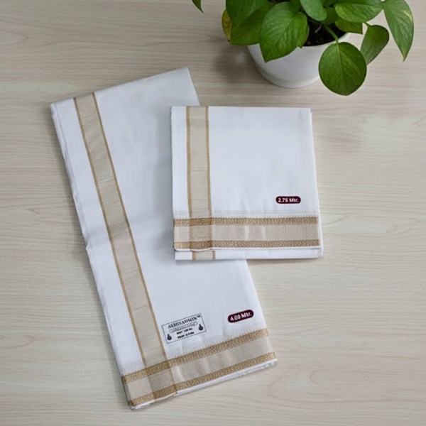 Picture of Golden Beige Border White Samayik Jod