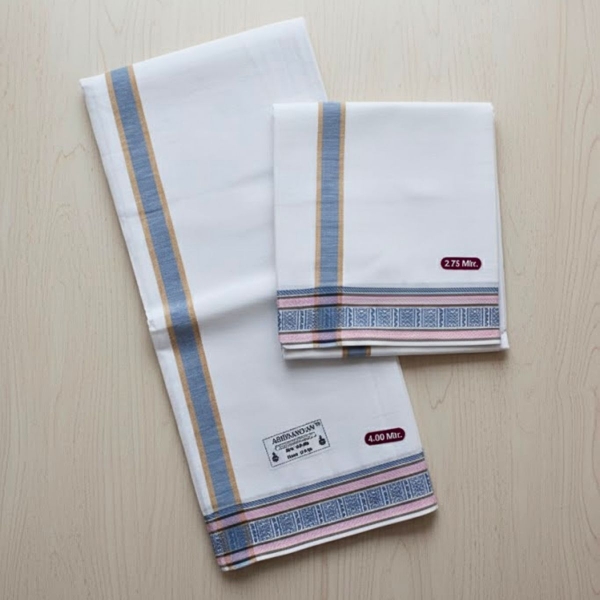 Picture of Pink and Blue Color Border Gents Samayik Jod