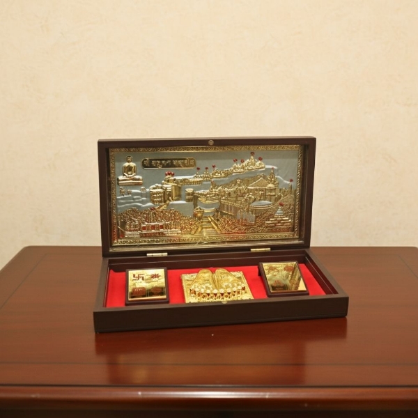 Picture of Beautiful Brown Fiber Palitana Tirth Royal Box/Peti (Foil)