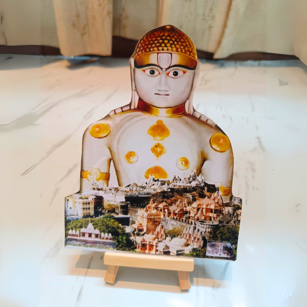 Picture of MDF Adinath Bhagwan Photo And Tirth Cutout With Wooden Stand