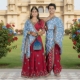 Picture of Floral Red-Blue Couple Pooja Jod