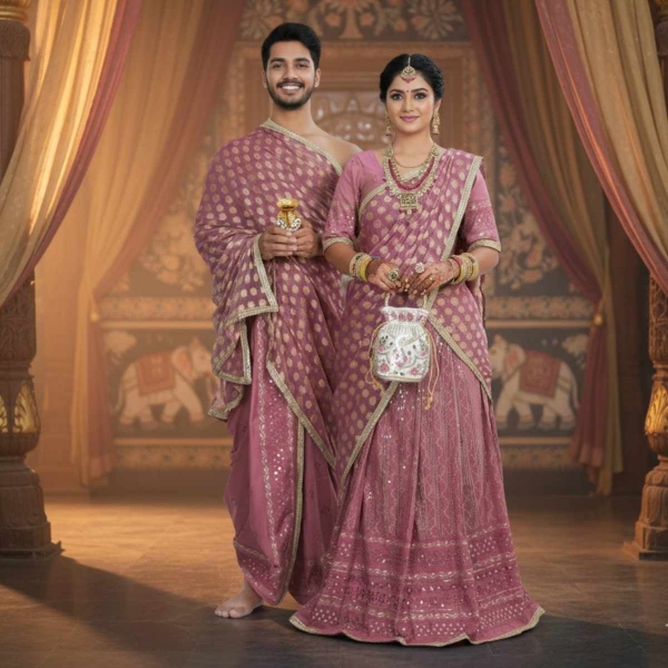 Picture of Deep-Mauve Couple Pooja Jod