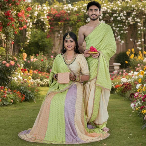 Picture of Pastel-Bloom Couple Pooja Jod