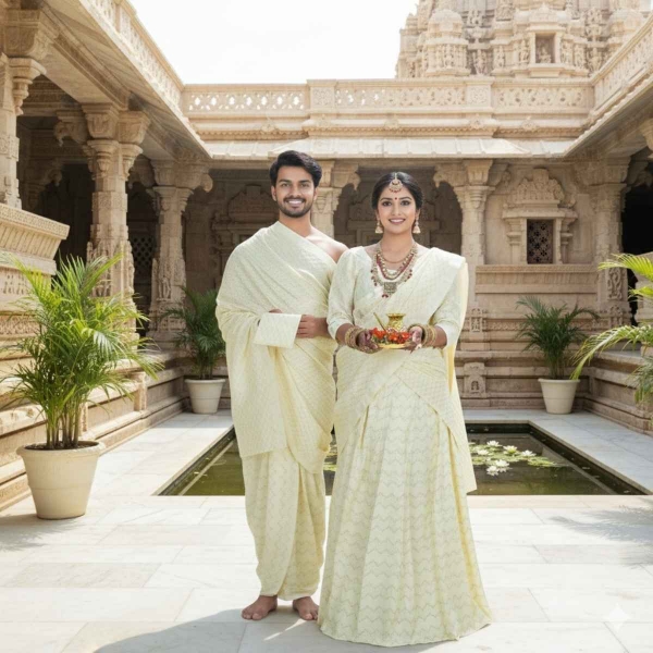 Picture of Cream Couple Pooja Jod