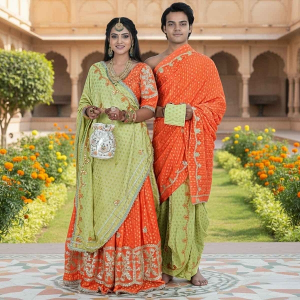 Picture of Saffron Glow Couple Pooja Jod
