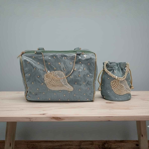 Picture of Shankh Design Handwork Jute Bag And Batva