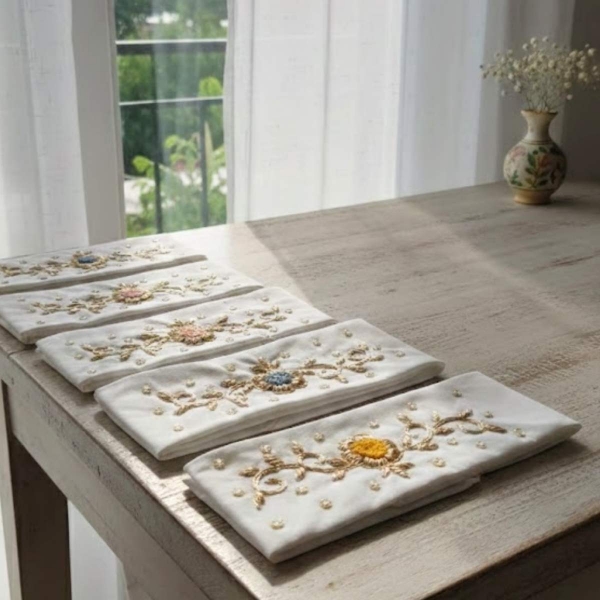 Picture of Flower Design Zardoshi Work Pooja Rumal (Mukkosh)