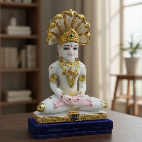 Picture of Marble Parshwanath Bhagwan Idol (Size - 9 inches)