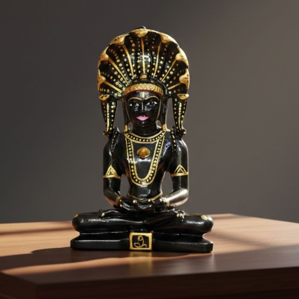 Picture of Black-Golden Parshwanath Bhagwan Idol (Size - 9 inches)