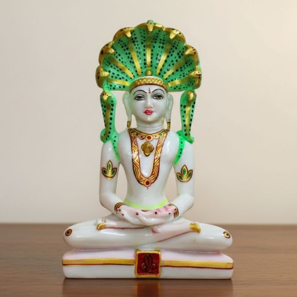 Picture of Jade-Green Parshwanath Bhagwan Idol  (Size - 11 inches)
