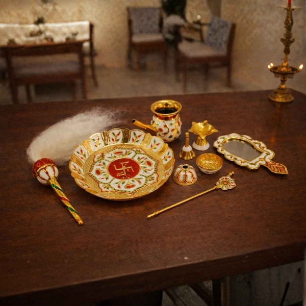 Picture of Meenakari Ashtprakari Pooja Set