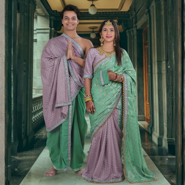 Picture of Mint Green & Lavender Couple Pooja Jod