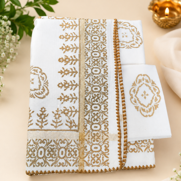 Picture of Golden Printed Baithka (Size - H 27 x L 19 inch)