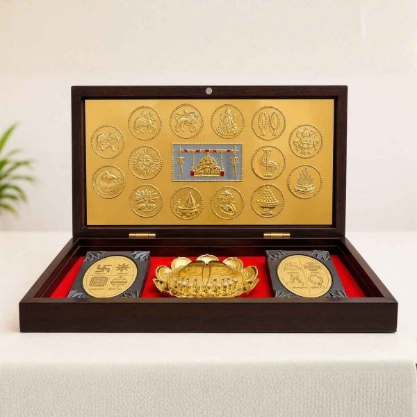 Picture of 14 Swapna With Charan Paduka Wooden Finish Brown Royal Peti/Box